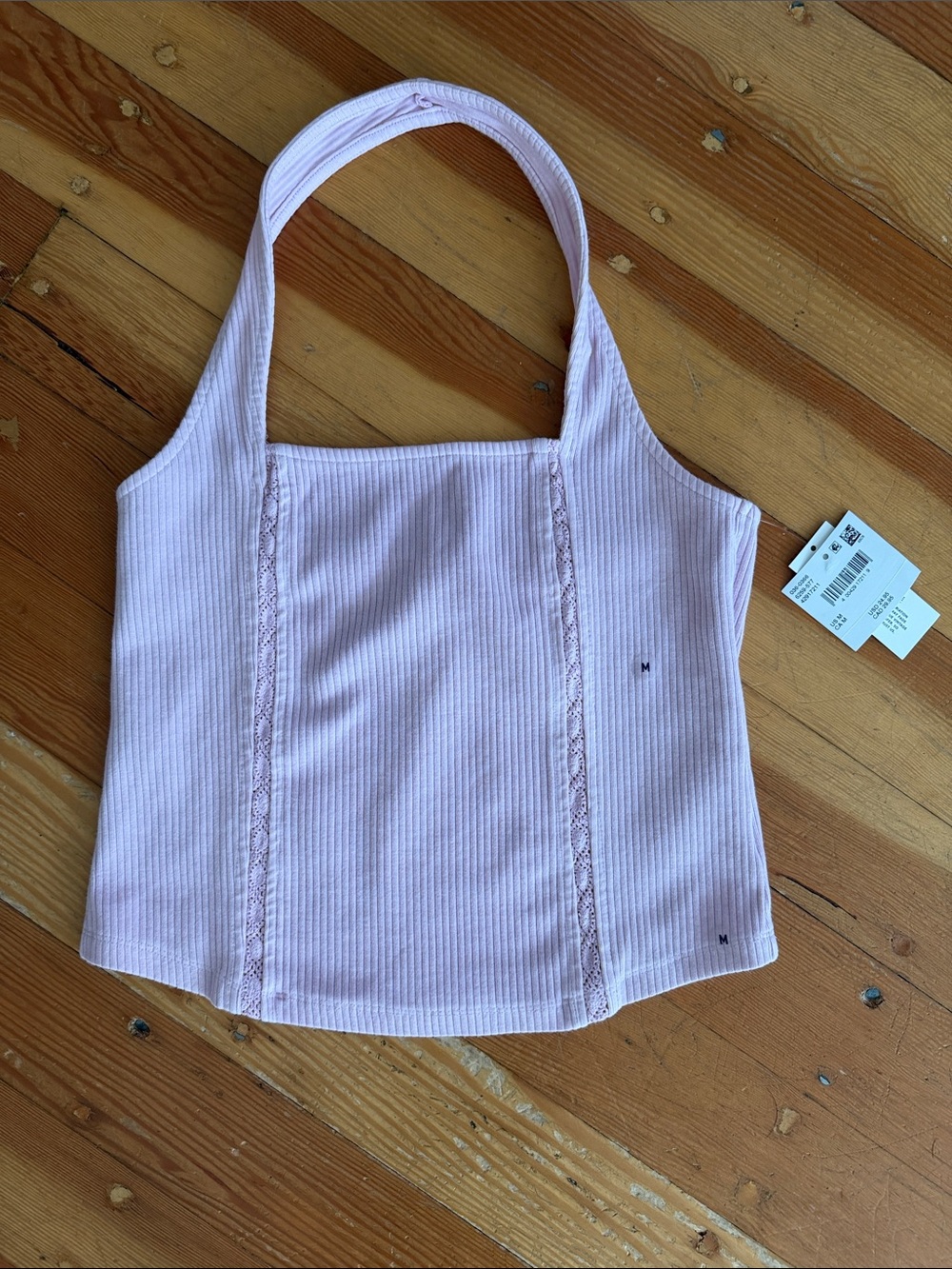 American Eagle Lace Trim Halter Tank Top Medium - Picture 1 of 5